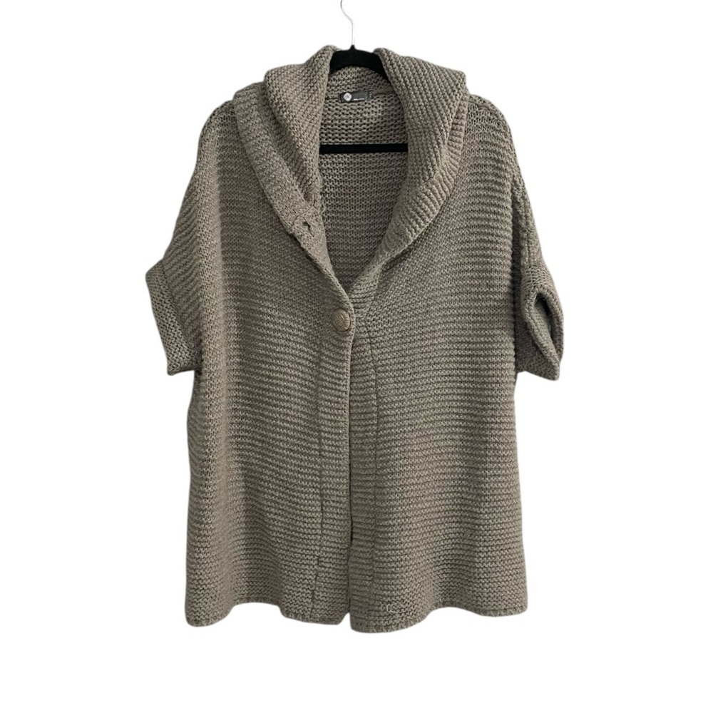 Made in Italy Wool Mohair Cardigan Sweater Taupe Large